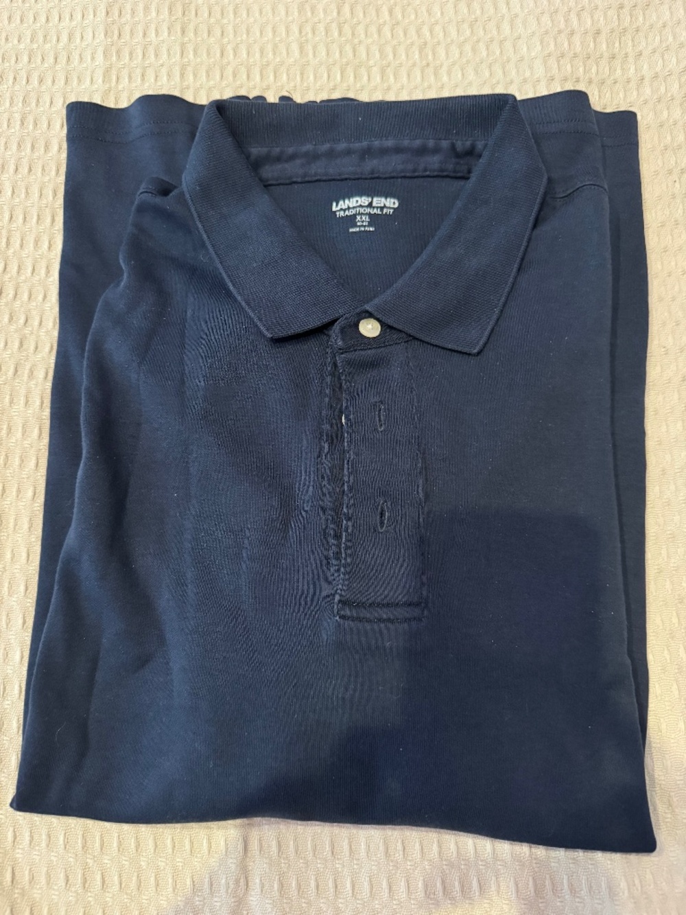 Men’s XXL, long sleeve polo shirt, navy, Lands End